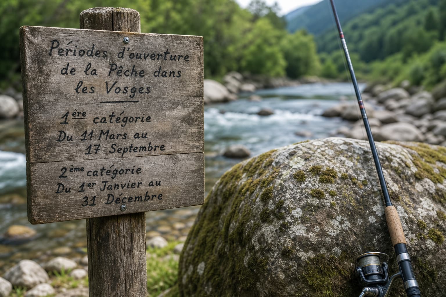 Calendrier de pêche affiché au bord d