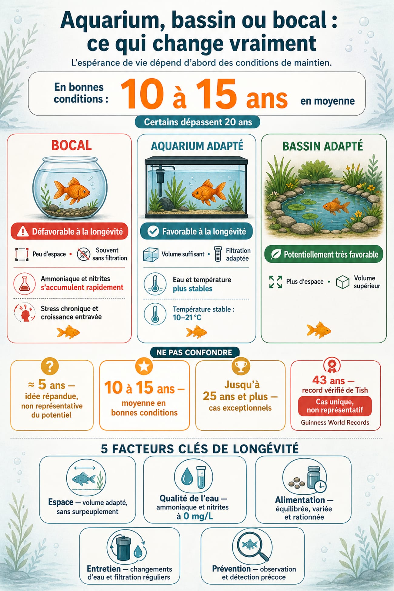 Espérance de vie du poisson rouge selon habitat et conditions